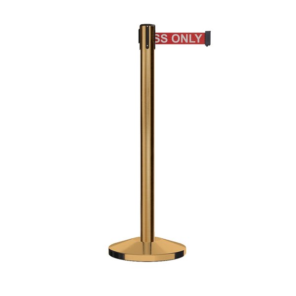 Montour Line Stanchion Belt Barrier Sat.Brass Post 13ft. R.Auth.Belt M630-SB-AUTHRW-130